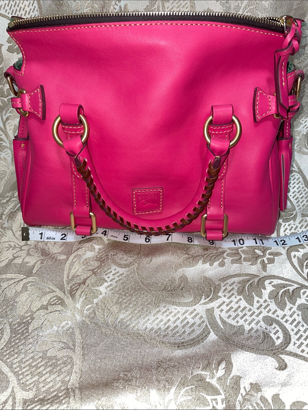 Dooney & Bourke Fuchsia Leather Satchel with Gold Hardware - Picture 9 of 12